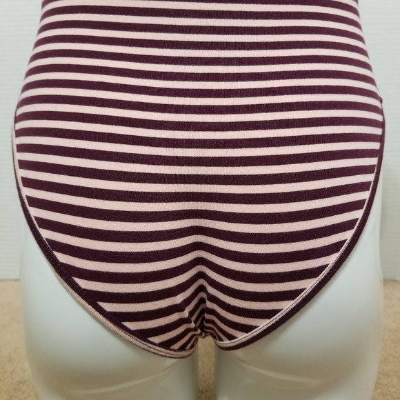 Forever 21 bodysuit Small striped sleeveless strappy caged back ruched bust - Picture 9 of 13